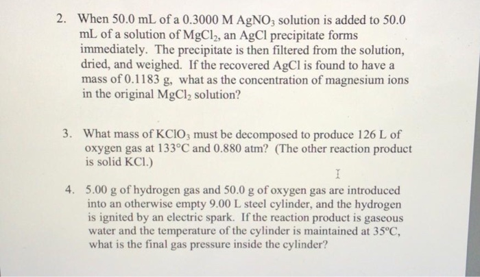 Solved 2 When 50 0 ML Of A 0 3000 M AgNO3 Solution Is Added Chegg