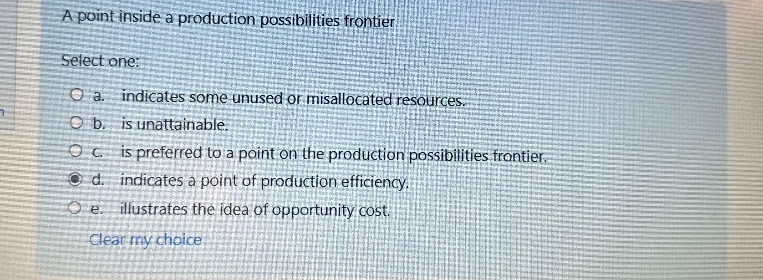 Solved A Point Inside A Production Possibilities Chegg