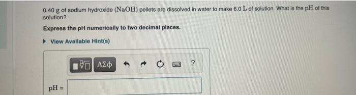 Solved G Of Sodium Hydroxide Naoh Pellets Are Chegg