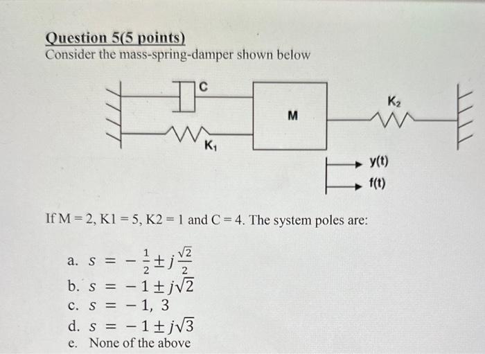 Solved Question Points Consider The Mass Spring Damper Chegg