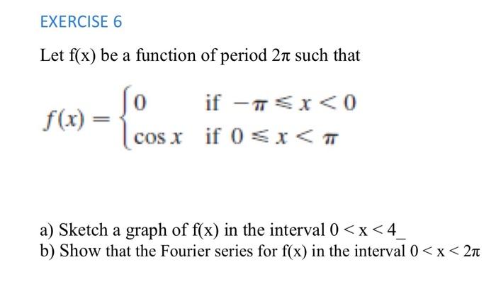 Solved Let f x be a function of period 2π such that Chegg