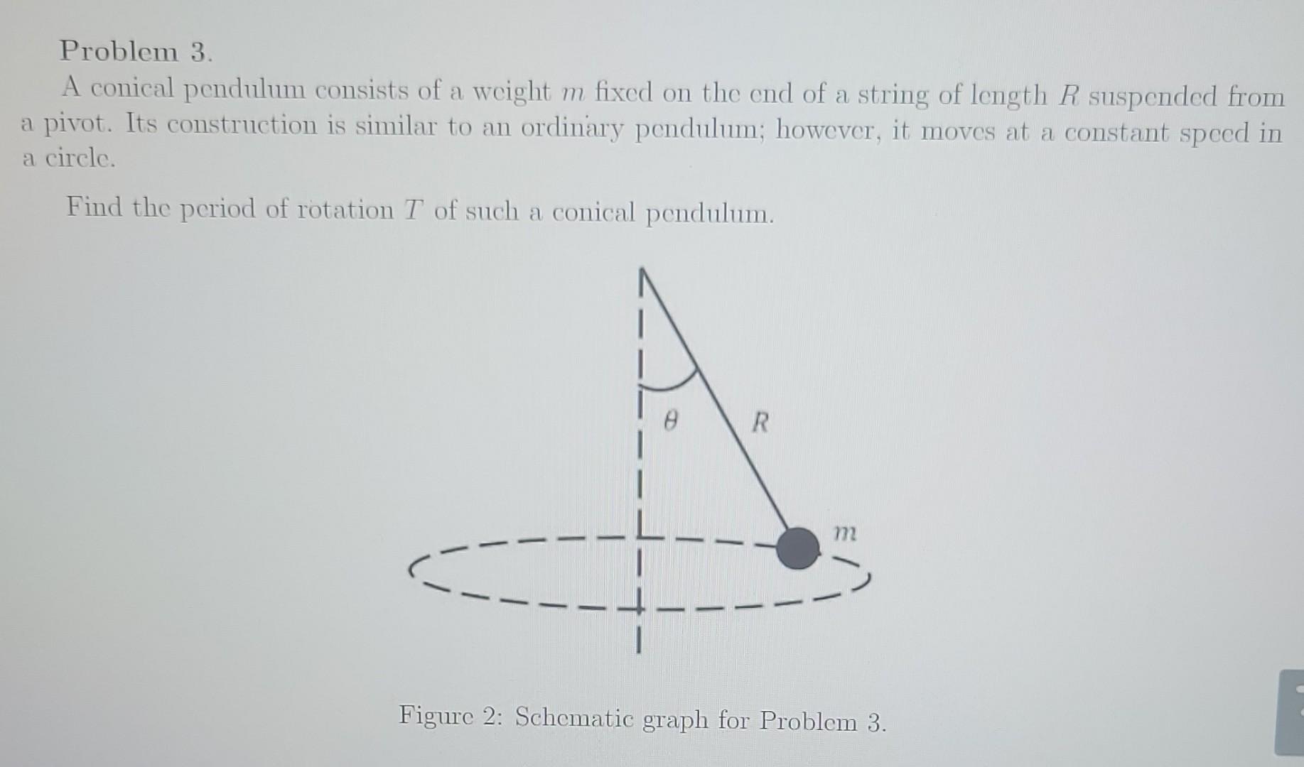 Solved Problem A Conical Pendulum Consists Of A Weight M Chegg