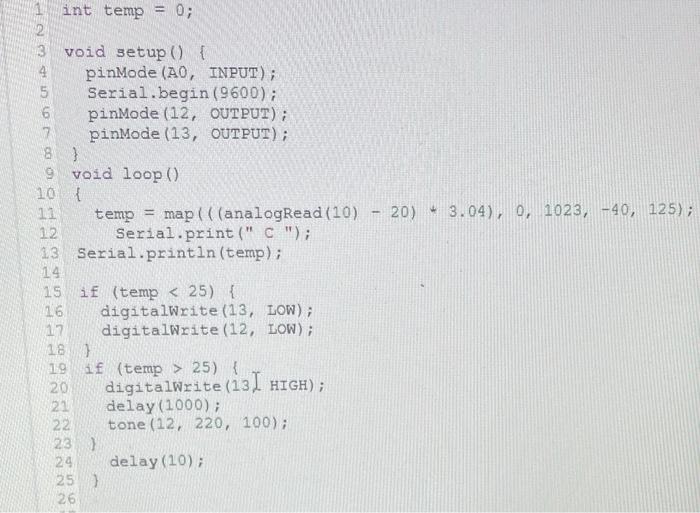 Solved I Need Help Coding The Diagram So If The Temperature Chegg