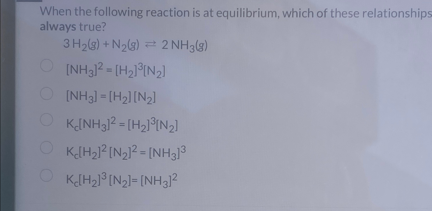 Solved When The Following Reaction Is At Equilibrium Which Chegg