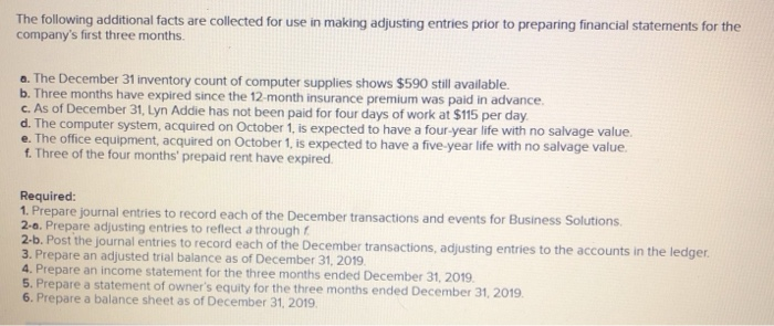 Solved The Following Additional Facts Are Collected For Use Chegg