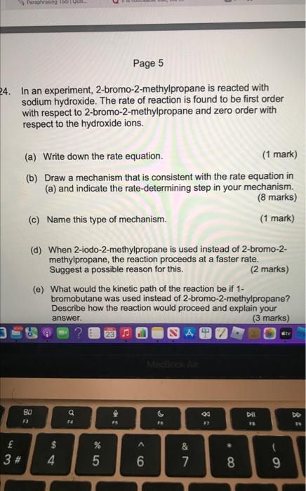 Solved In An Experiment 2 Bromo 2 Methylpropane Is Reacted Chegg