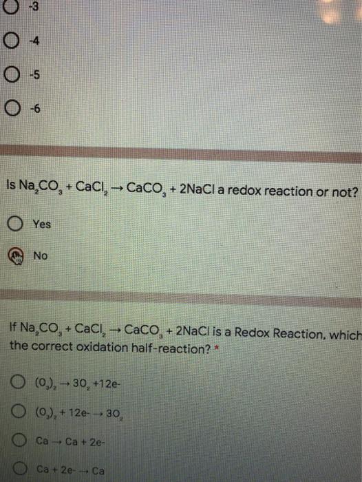 Solved O O Is Na Co Cacl Caco Nacl A Redox Chegg