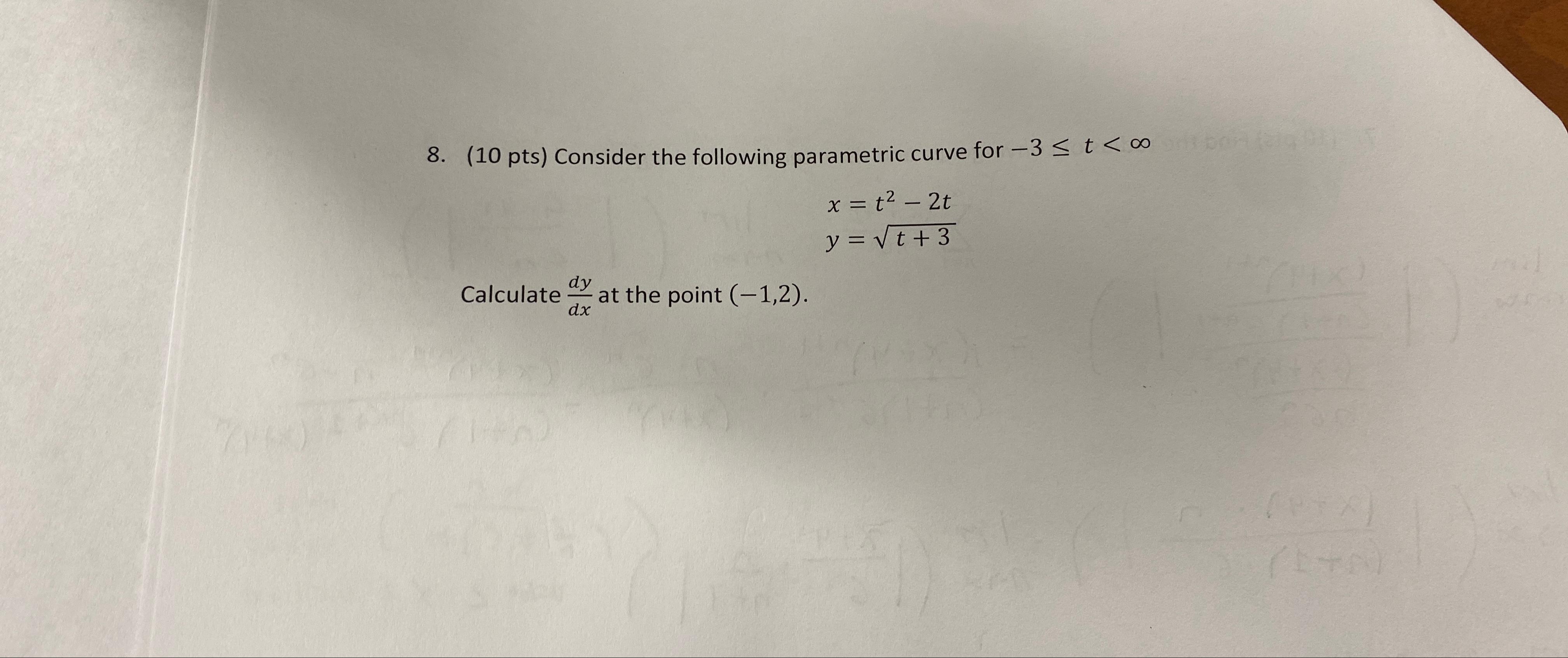 Solved 10 Pts Consider The Following Parametric Curve Chegg