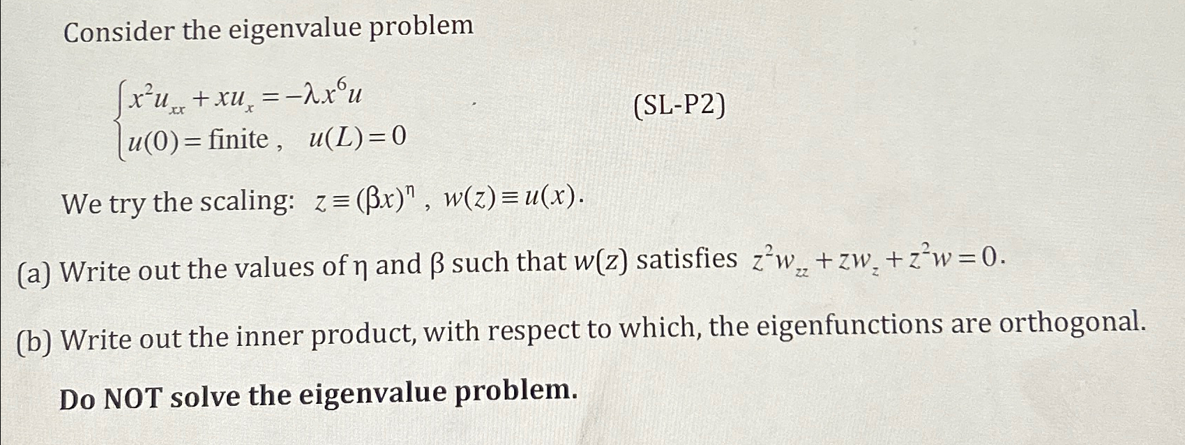 Solved Consider The Eigenvalue Problemx U Xux X Uu Chegg