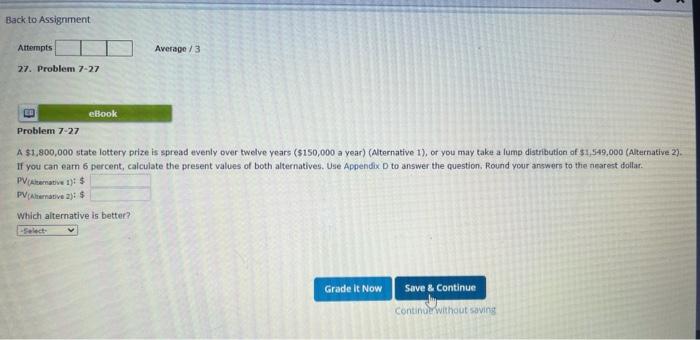 Solved Back To Assignment Attempts Average 3 27 Problem Chegg