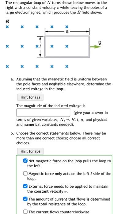 Solved The Rectangular Loop Of N Turns Shown Below Moves To Chegg