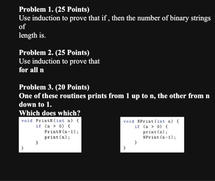 Solved Problem Points Use Induction To Prove That Chegg