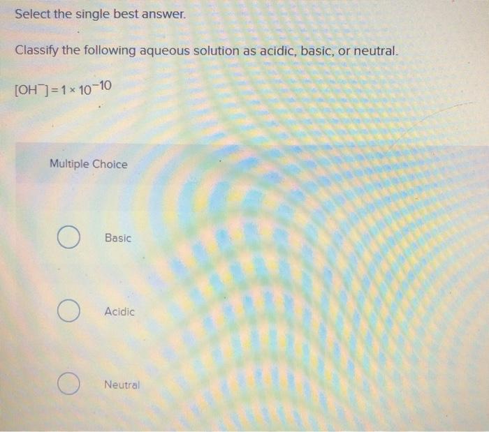 Solved Select The Single Best Answer Classify The Following Chegg