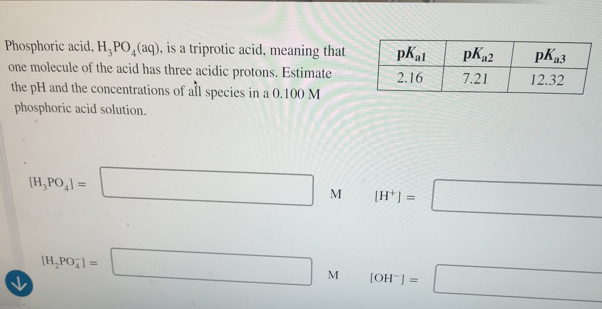 Solved Phosphoric Acid H3PO4 Aq Is A Triprotic Acid Chegg