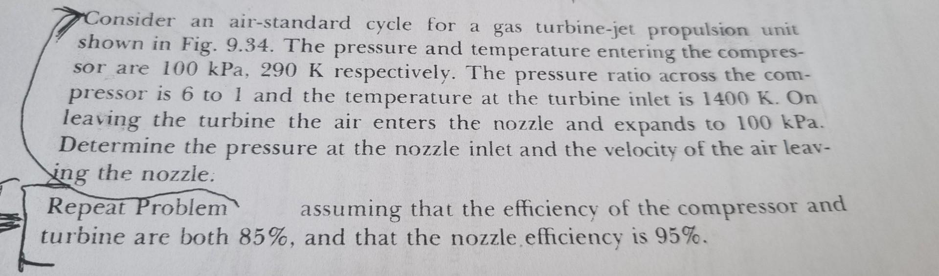 Solved Consider An Air Standard Cycle For A Gas Turbine Jet Chegg