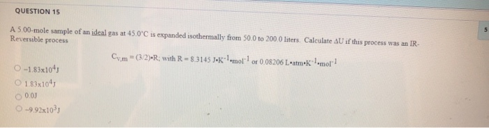 Solved Question A Mole Sample Of An Ideal Gas At Chegg