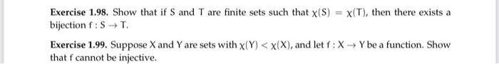 Solved Exercise 1 98 Show That If S And T Are Finite Sets Chegg