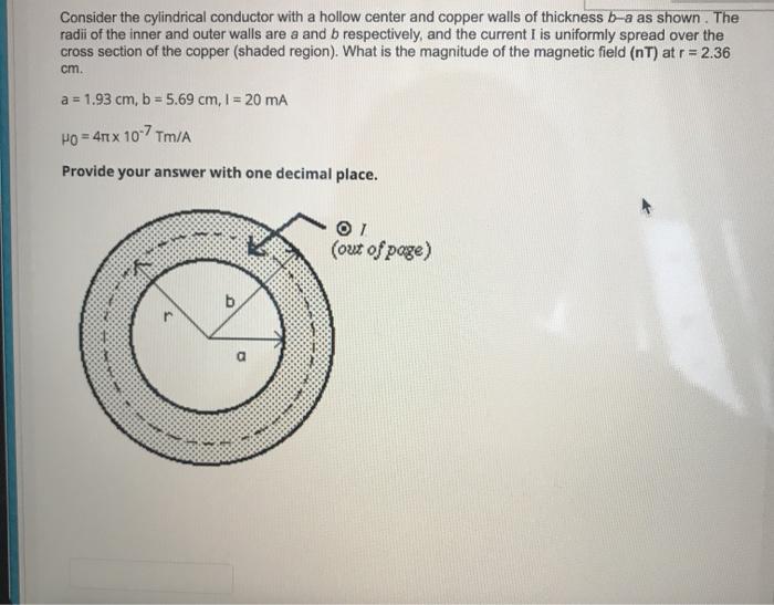 Solved Consider The Cylindrical Conductor With A Hollow Chegg