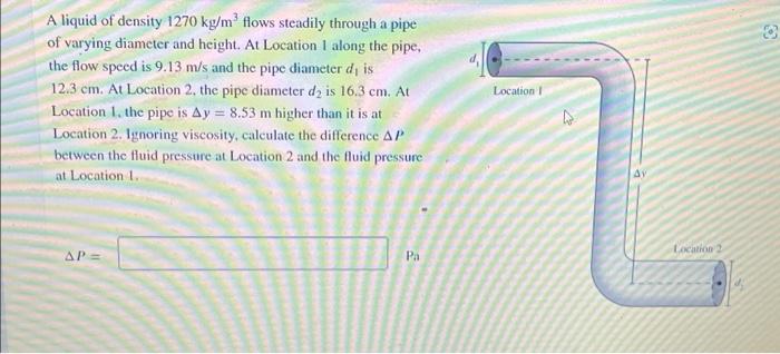 Solved A Liquid Of Density Kg M Flows Steadily Through Chegg