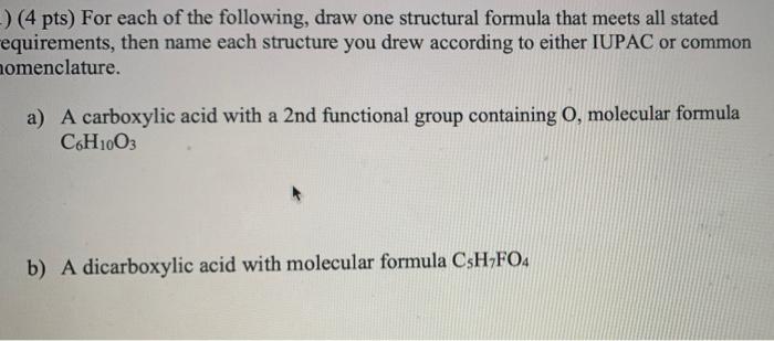 Solved 4 Pts For Each Of The Following Draw One Chegg