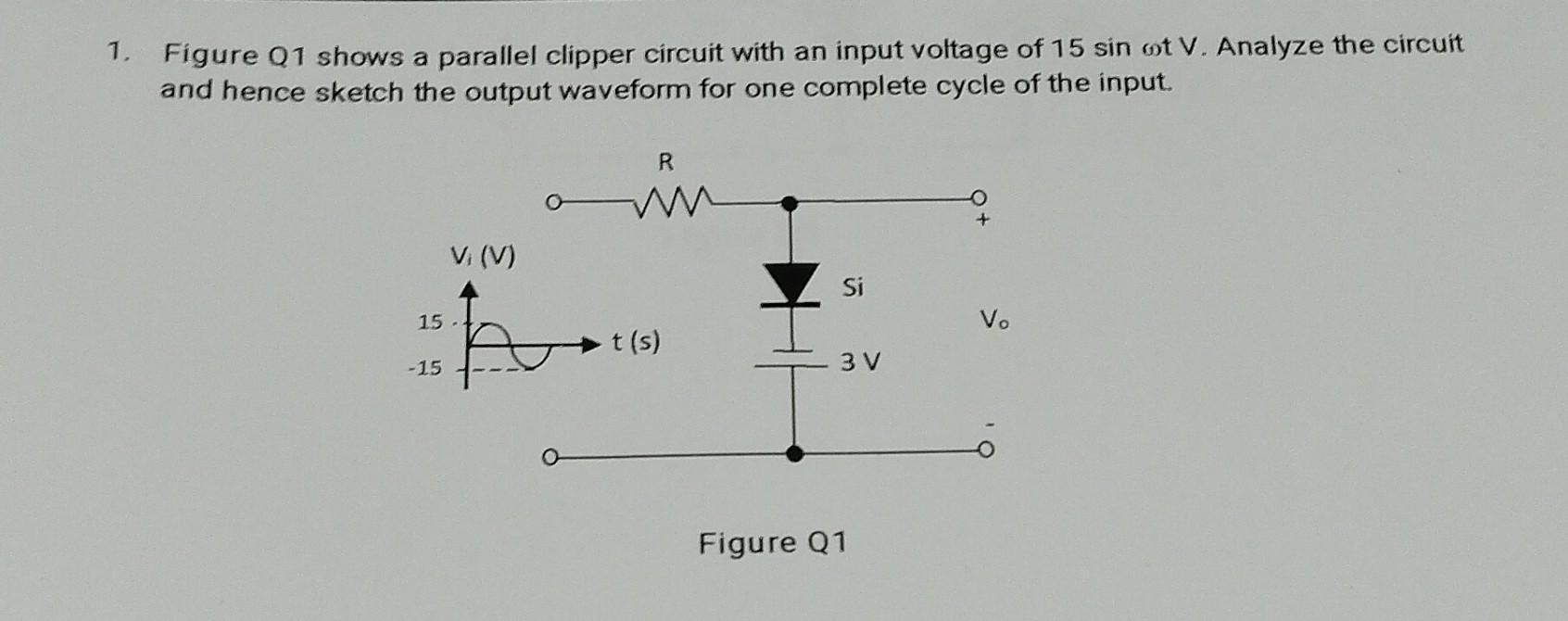 Solved 1 Figure Q1 Shows A Parallel Clipper Circuit With An Chegg