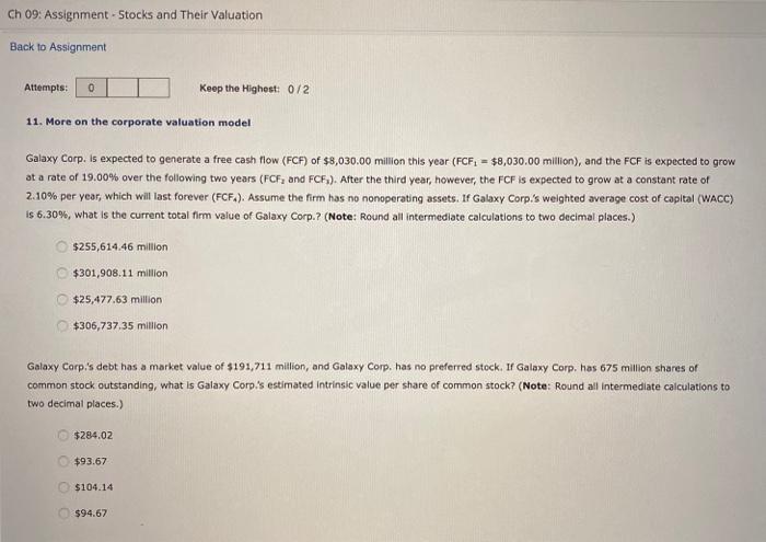 Solved Ch 09 Assignment Stocks And Their Valuation Back Chegg