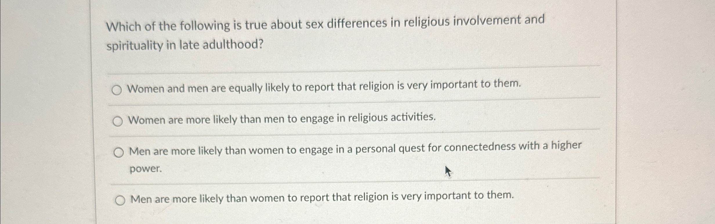 Solved Which Of The Following Is True About Sex Differences Chegg