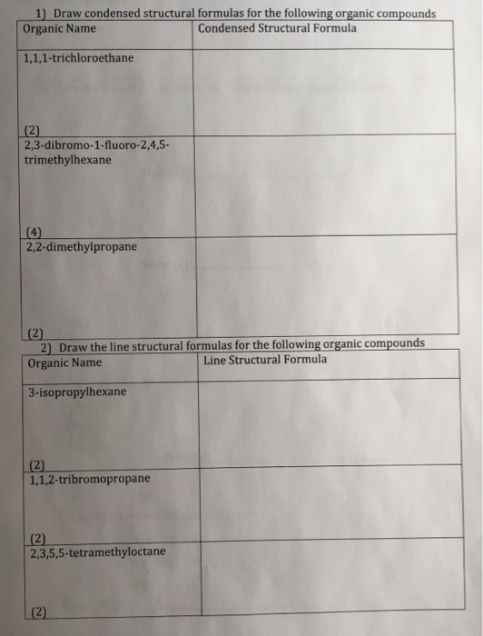 Solved Draw Condensed Structural Formulas For The Chegg