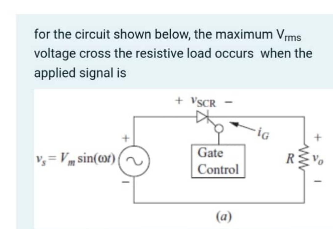 Solved For The Circuit Shown Below The Maximum Vrms Chegg