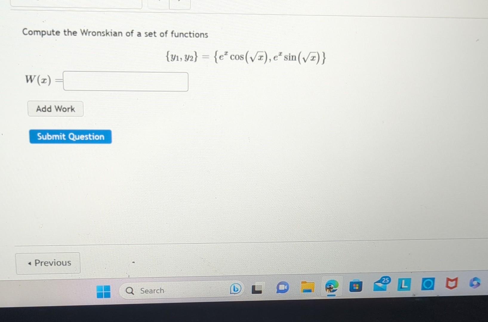 Solved Compute The Wronskian Of A Set Of Functions Chegg