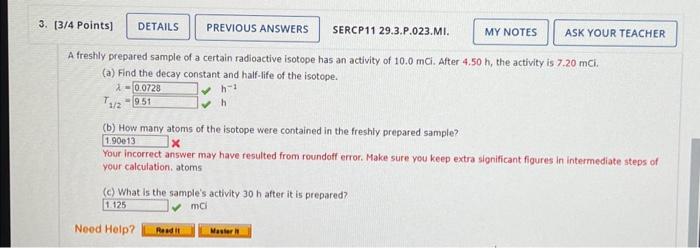 Solved A Freshly Prepared Sample Of A Certain Radioactive Chegg