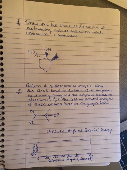 Solved Draw The Two Chair Conformations Of Molecue And Chegg