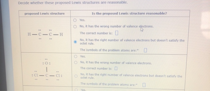 Solved Decide Whether These Proposed Lewis Structures Are Chegg