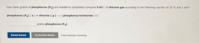 Solved How Many Grams Of Phosphorus P Are Needed To Chegg