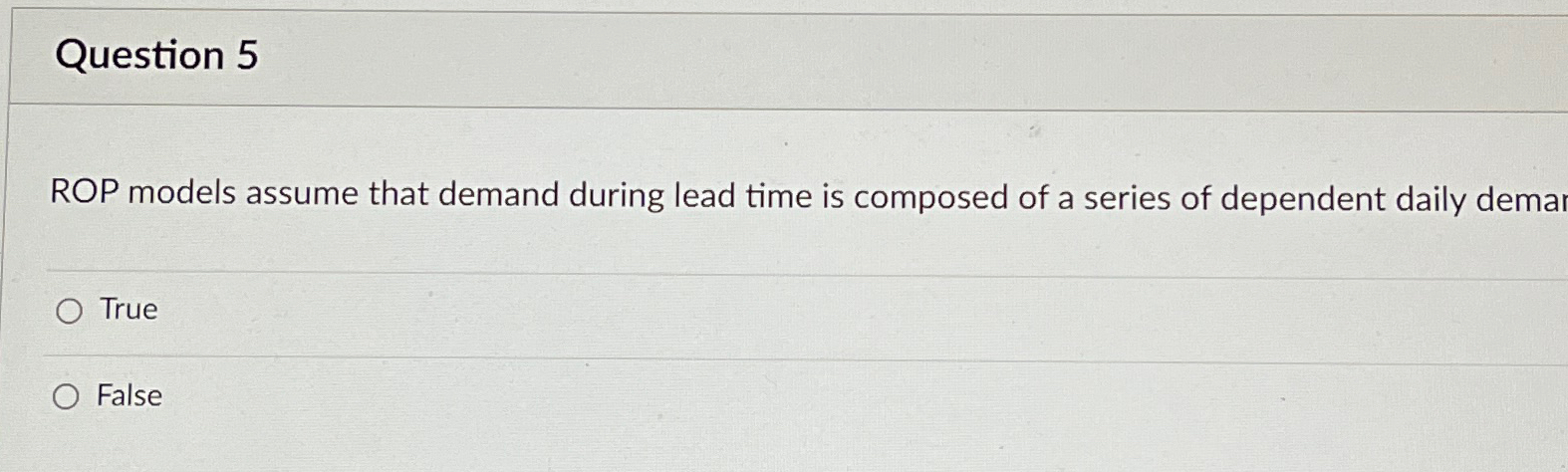 Solved Question Rop Models Assume That Demand During Lead Chegg