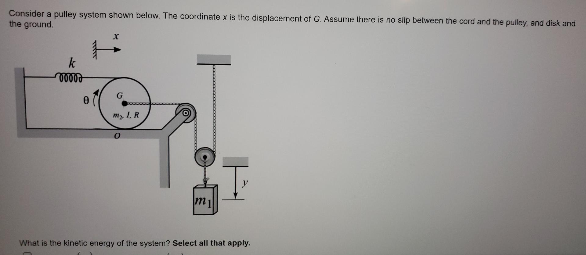 Solved Consider A Pulley System Shown Below The Coordinate Chegg