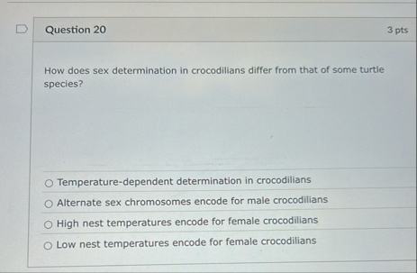 Solved Question 203 PtsHow Does Sex Determination In Chegg