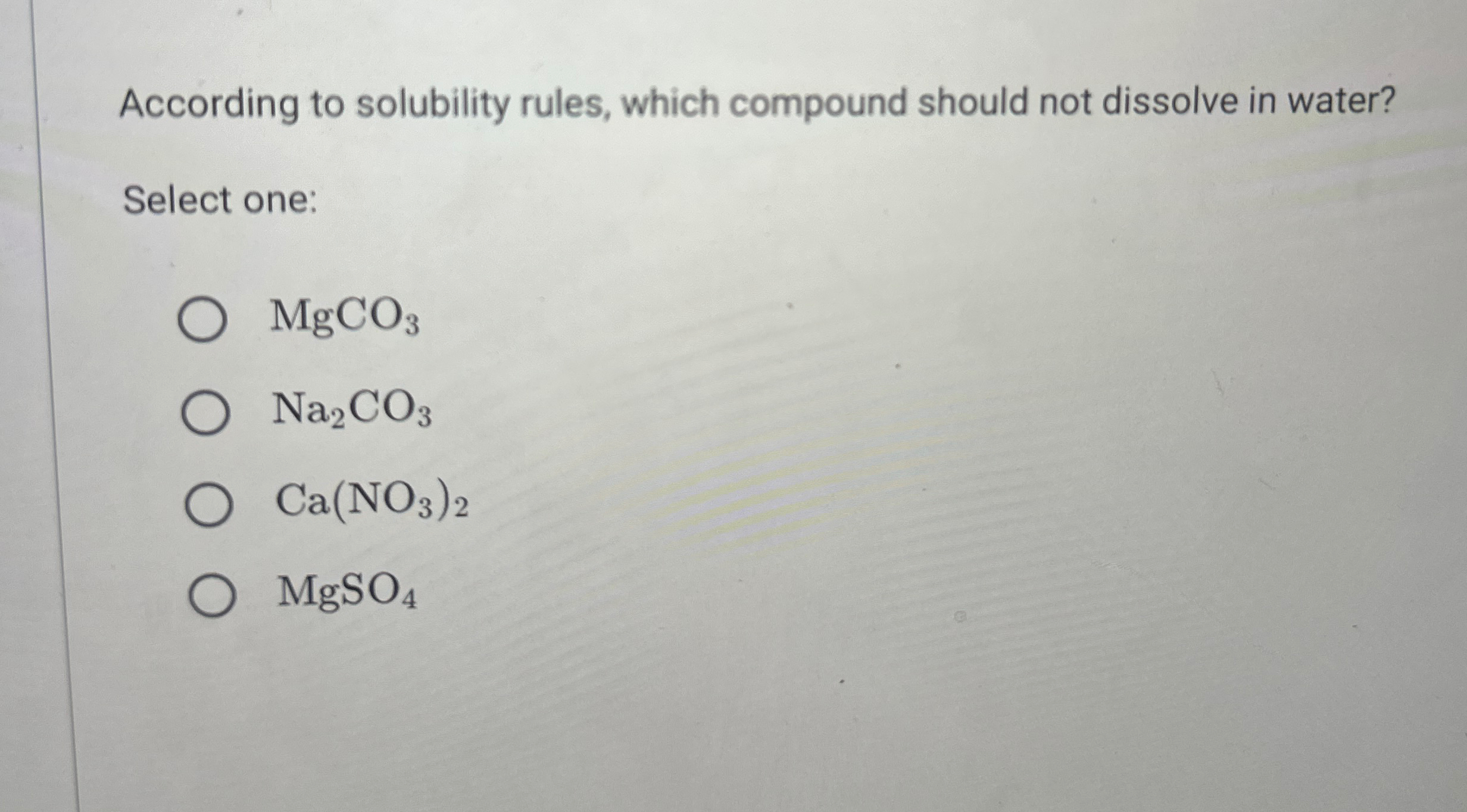 Solved According To Solubility Rules Which Compound Shou