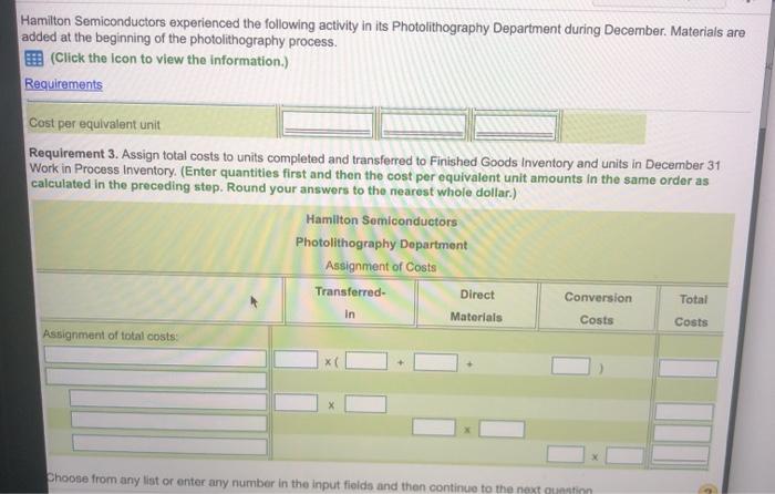 Solved Hamilton Semiconductors Experienced The Following Chegg