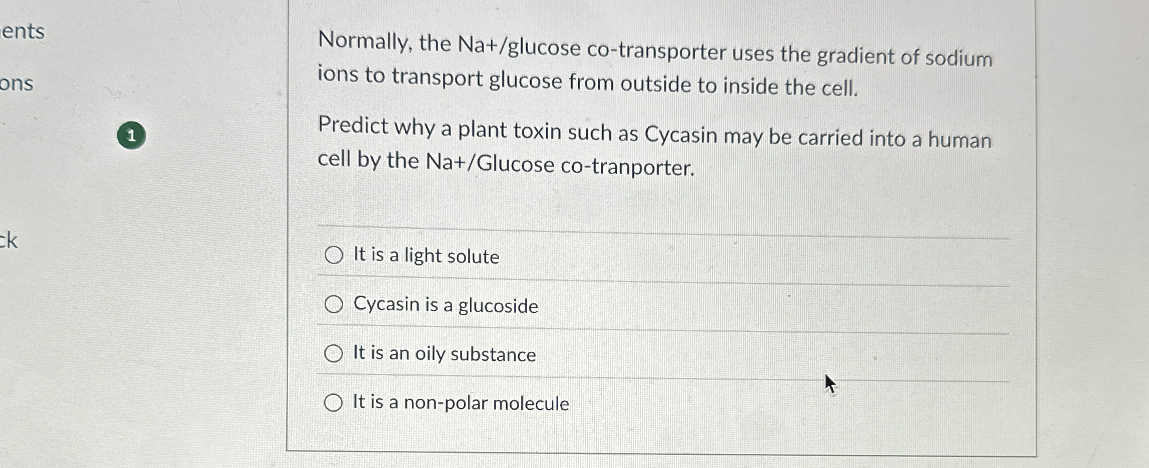 Entsnormally The Na Glucose Co Transporter Uses Chegg