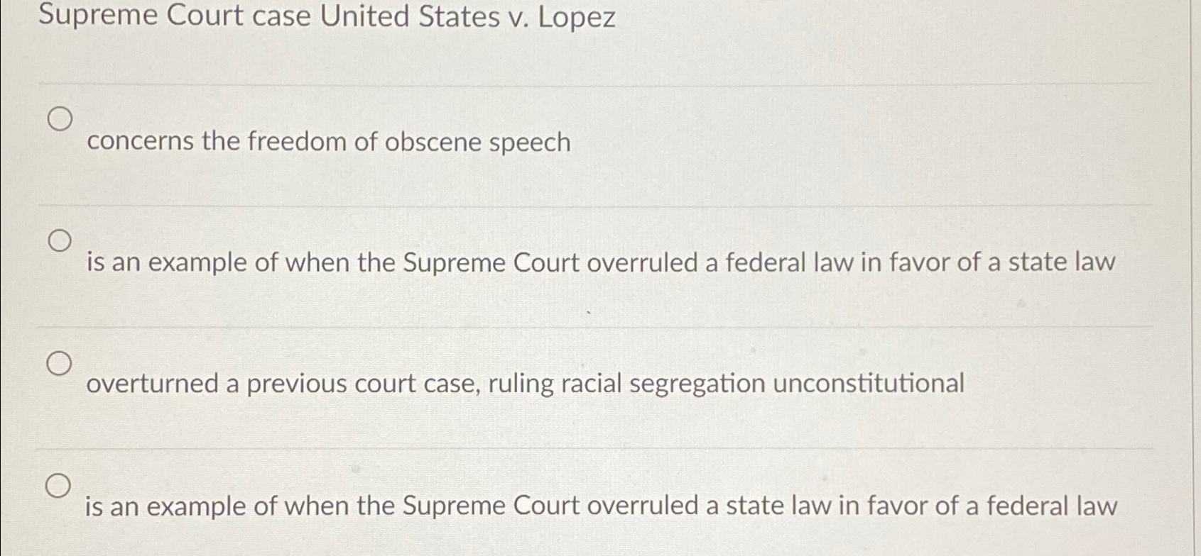 Solved Supreme Court Case United States V Lopezconcerns Chegg