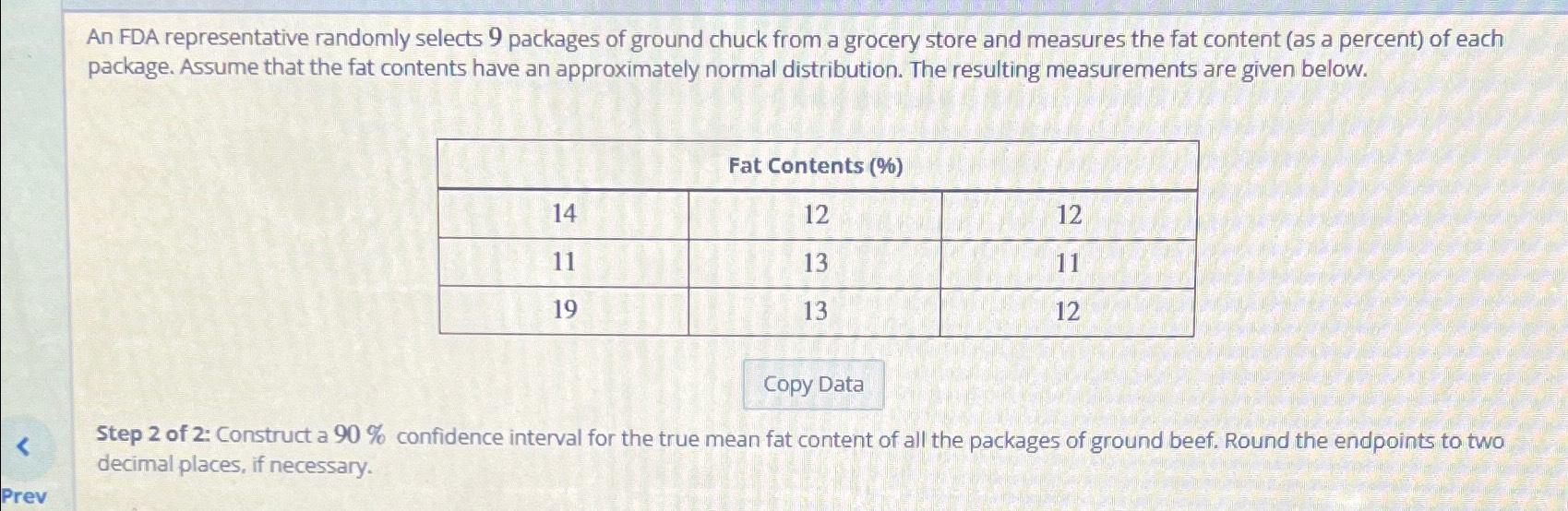 Solved An Fda Representative Randomly Selects Packages Of Chegg