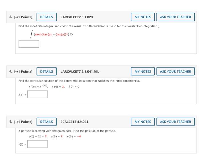 Solved 3 1 Points DETAILS LARCALCET7 5 1 028 MY NOTES Chegg