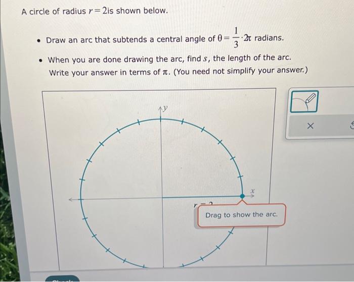 Solved A Circle Of Radius R Is Shown Below Draw An Arc Chegg