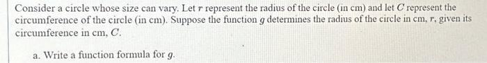 Solved Consider A Circle Whose Size Can Vary Let R Chegg