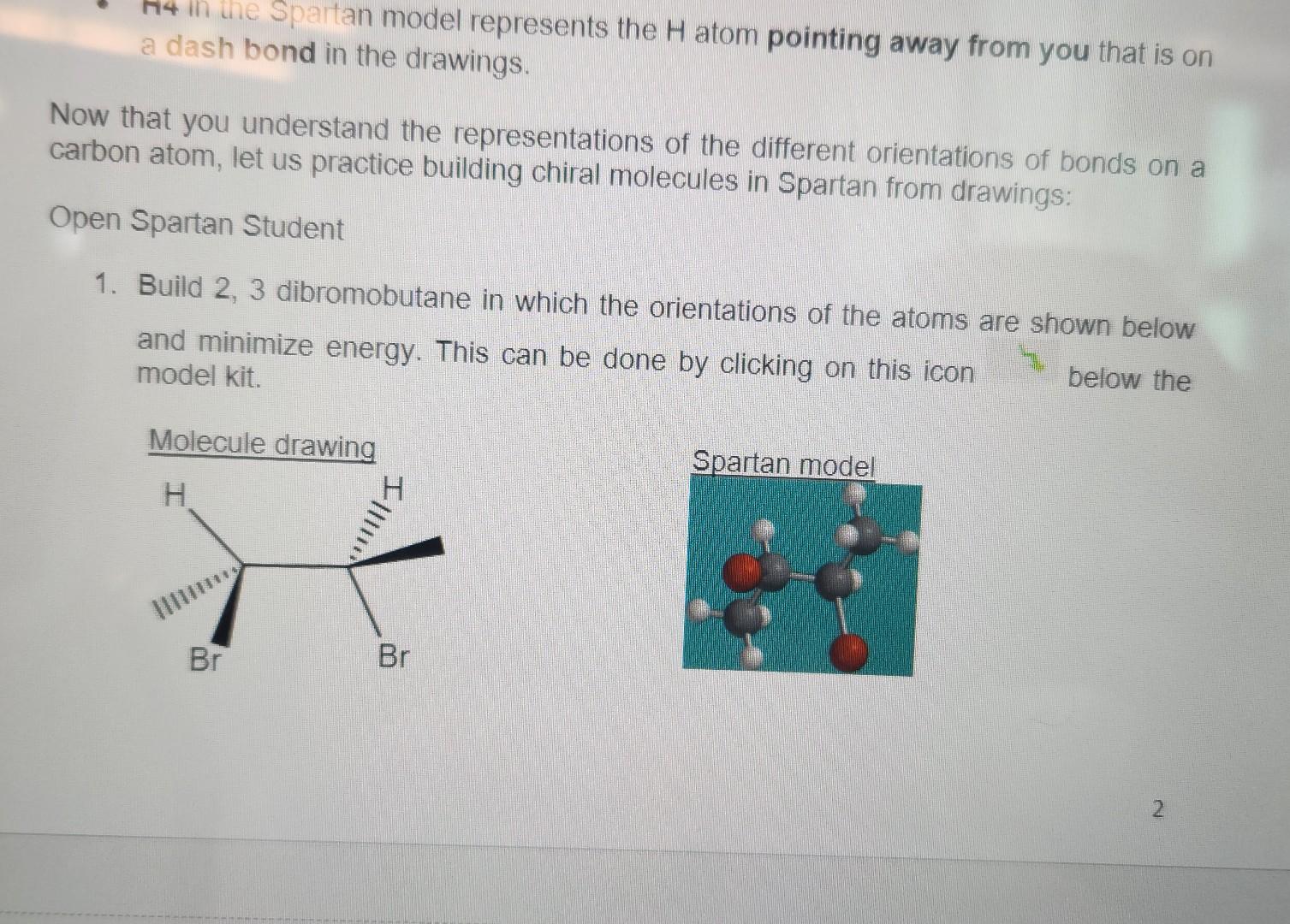 Solved Spartan Model Represents The H Atom Pointing Away Chegg