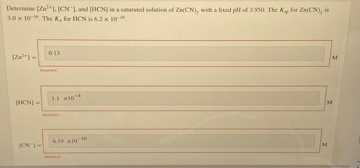 Solved Determine Zn ICN And HCN In A Saturated Solution Chegg