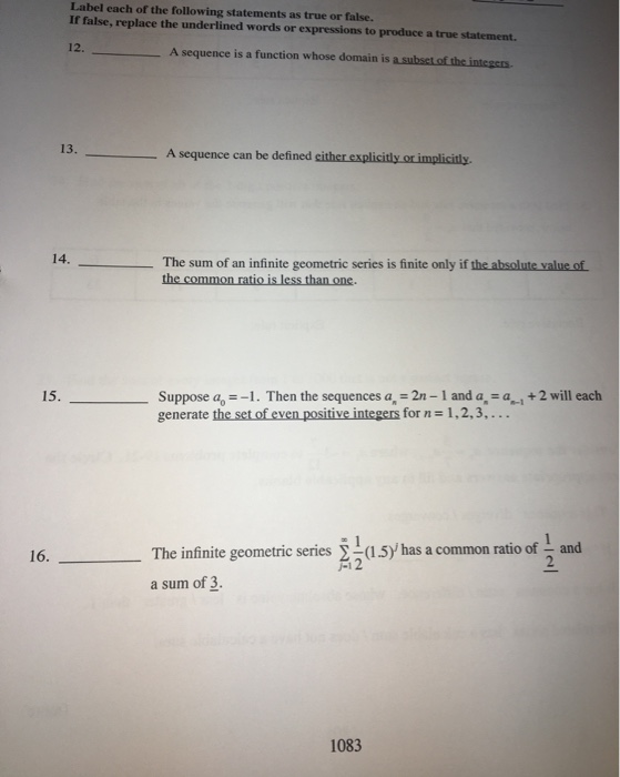 Solved Label Each Of The Following Statements As True Or Chegg