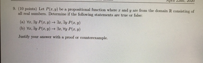 Solved Points Let P Y Be A Propositional Function Chegg