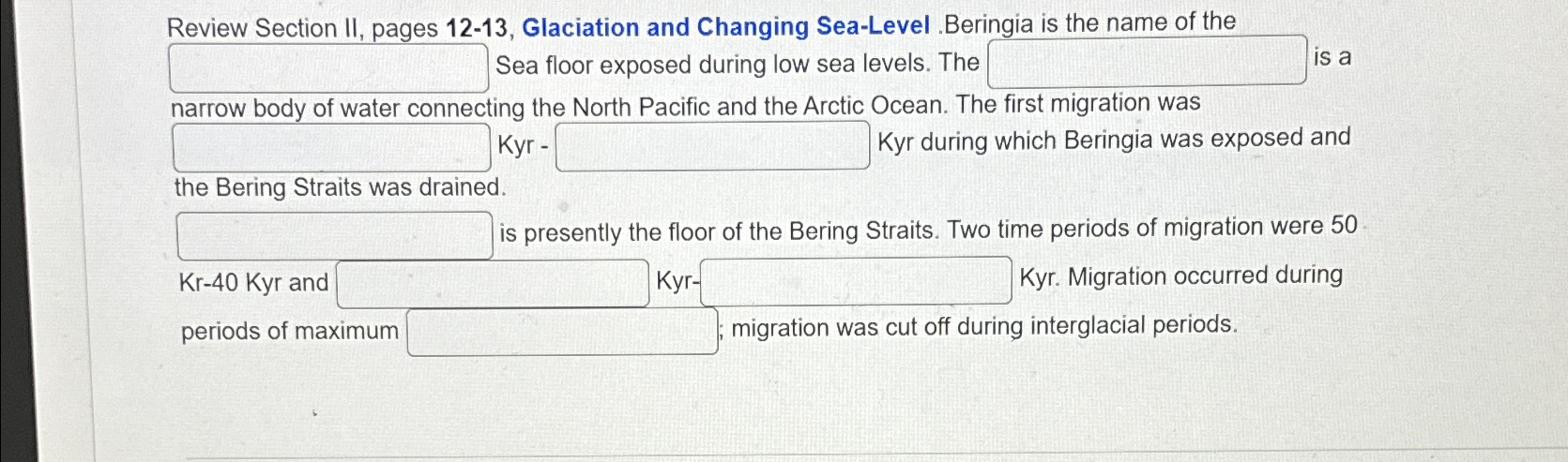 Solved Review Section Ii Pages Glaciation And Chegg